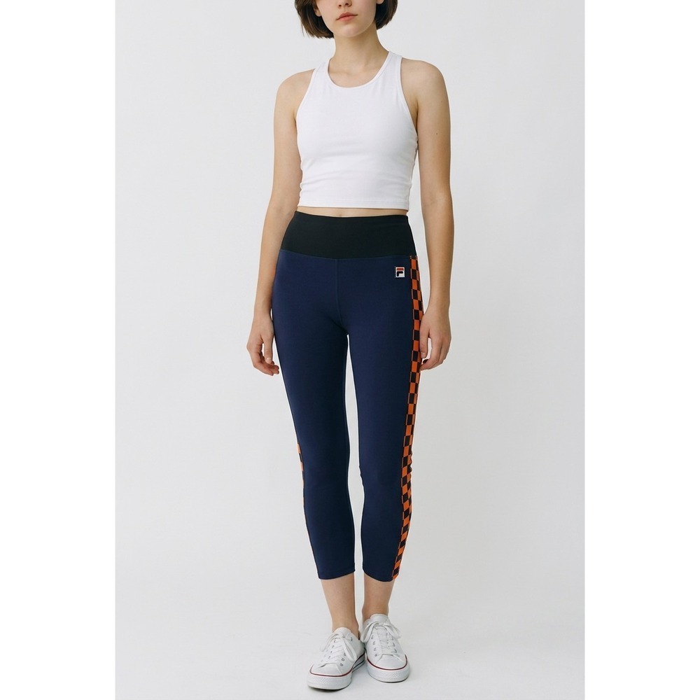 NWT PE Nation Australia Victory Run Leggings Navy Orange Side Stripe Yoga L $128